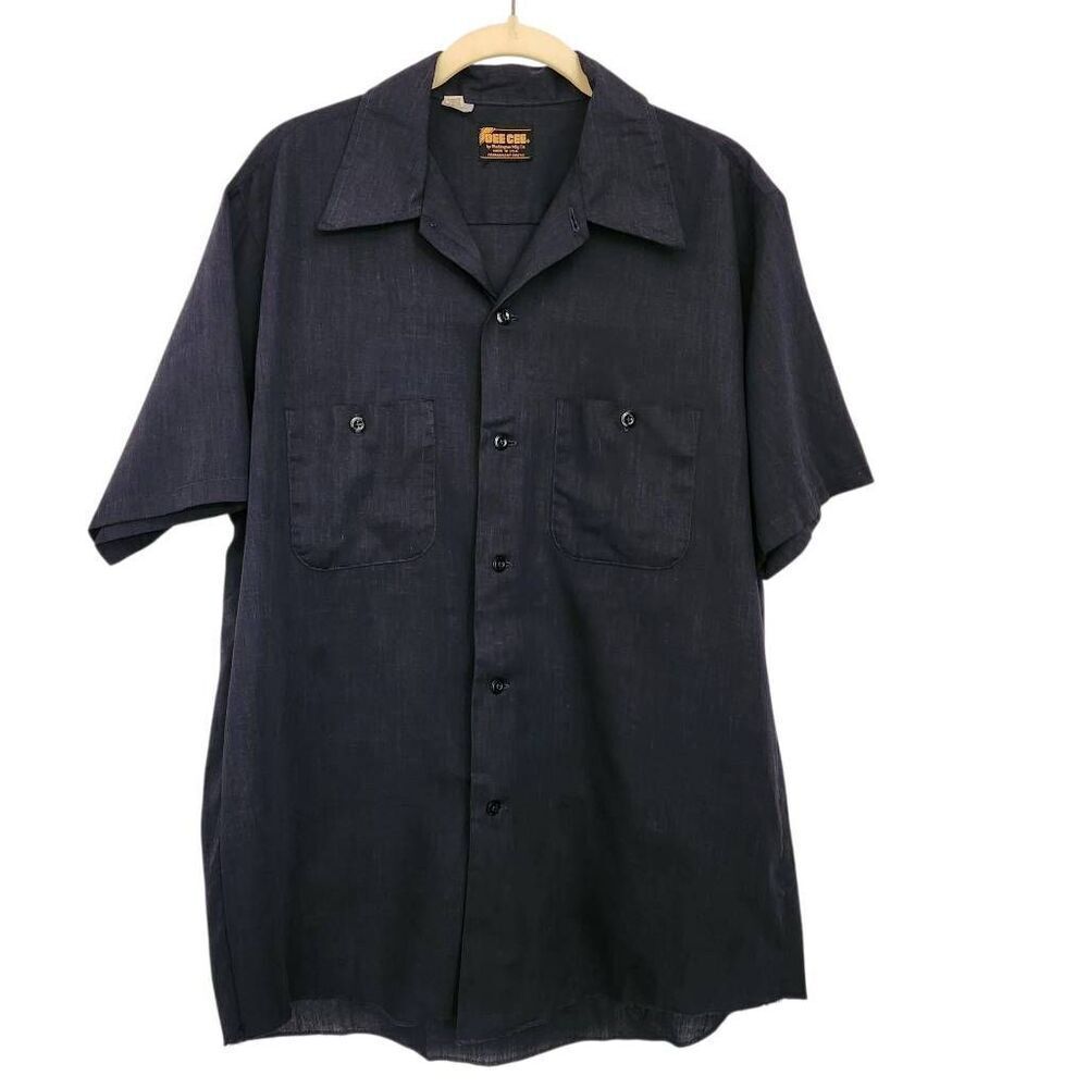 Dee Cee Washington‎ Manufacturing USA button front short sleeve top navy 16 L